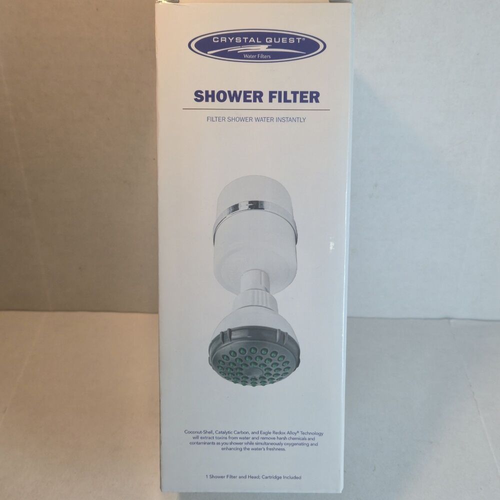 Crystal Quest Luxury Shower Power Filter Chrome Shower Head Cartridge NEW